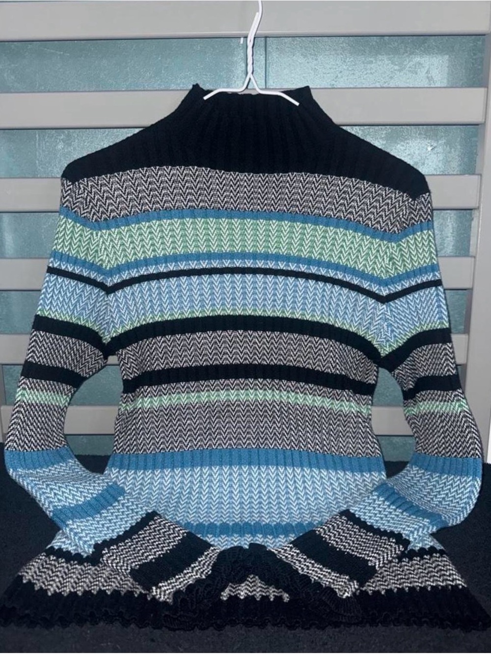 Calligraphie Mock-neck Striped Sweater